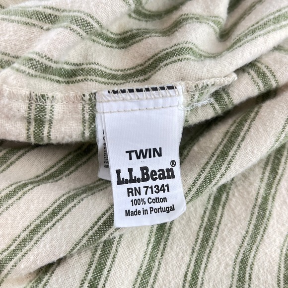 LL Bean Flannel Twin Set Fitted Sheet with Pillow Case Ticking Stripe - Picture 3 of 3